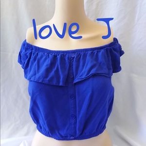 Off the Shoulder Royal Blue Crop Top